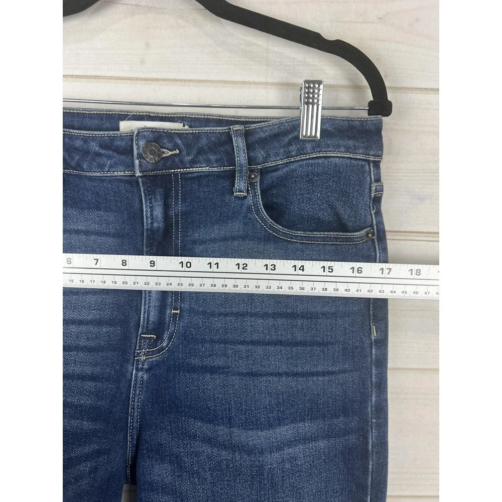 Carly Jean Los Angeles Kate Cropped Flare Jeans Womens 11 Blue Raw Hem Stretch - Picture 7 of 10